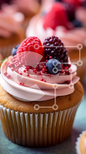 Intra Συλλεκτικό Ξύλινο Παζλ Plywood  4mm - Νόστιμο Cupcake με ροζ παγωμένο και φρέσκα σμέουρα Σε Ξύλινο Κουτί - Διαστάσεις: 10x10 cm – 25 κομμάτια