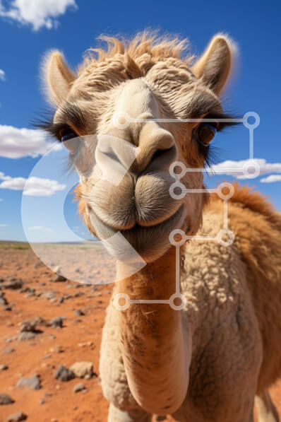 Σετ των 2 Intra Συλλεκτικό Ξύλινο Παζλ Plywood  4mm - Αξιολάτρευτο κοντινό πλάνο του προσώπου μιας καμήλας που κοιτάζει απευθείας την κάμερα Σε Ξύλινο Κουτί - Διαστάσεις: 10x10 cm – 25 κομμάτια