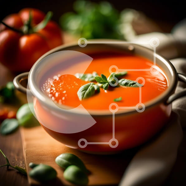 Σετ των 2 Intra Συλλεκτικό Ξύλινο Παζλ Plywood  4mm - Νόστιμη σούπα ντομάτας με φρέσκα φύλλα βασιλικού Σε Ξύλινο Κουτί - Διαστάσεις: 10x10 cm – 25 κομμάτια