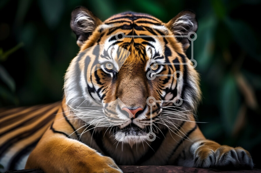 Σετ των 2 Intra Συλλεκτικό Ξύλινο Παζλ Plywood  4mm - Όμορφη εικόνα μιας χαλαρής τίγρης σε μια ειρηνική κατάσταση Σε Ξύλινο Κουτί - Διαστάσεις: 10x10 cm – 25 κομμάτια