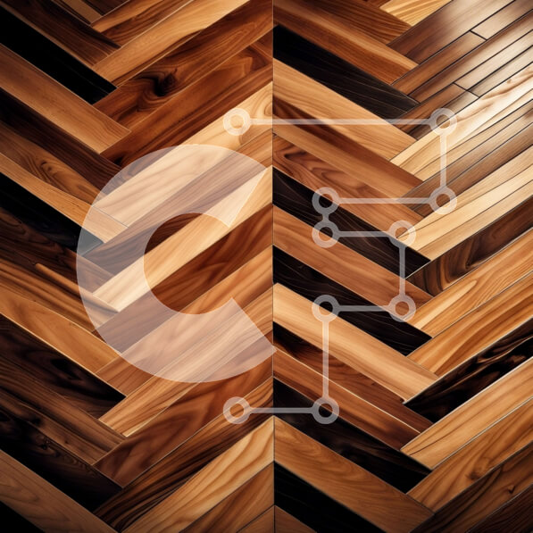 Intra Συλλεκτικό Ξύλινο Παζλ Plywood  4mm - Κοντινό πλάνο Ξύλινου δαπέδου από σκούρο καφέ ψαροκόκκαλο Σε Ξύλινο Κουτί - Διαστάσεις Puzzle: 10x10 cm – 25 κομμάτια