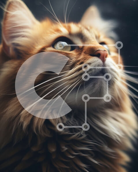 Σετ των 2 Intra Συλλεκτικό Ξύλινο Παζλ Plywood  4mm - Αξιολάτρευτη εικόνα μιας γάτας με πράσινα μάτια που κοιτάζουν τον ουρανό Σε Ξύλινο Κουτί - Διαστάσεις: 10x10 cm – 25 κομμάτια