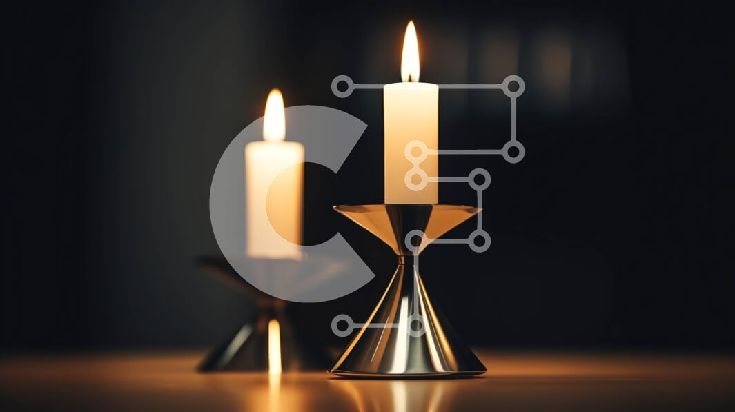 Intra Συλλεκτικό Ξύλινο Παζλ Plywood  4mm - Δύο αναμμένα κεριά σε ένα σκοτεινό τραπέζι Σε Ξύλινο Κουτί - Διαστάσεις Puzzle: 10x10 cm – 25 κομμάτια