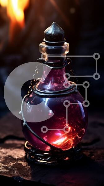 Intra Συλλεκτικό Ξύλινο Παζλ Plywood  4mm - Όμορφη εικόνα μωβ υγρού σε γυάλινο μπουκάλι με ζεστή λάμψη Σε Ξύλινο Κουτί - Διαστάσεις: 10x10 cm – 25 κομμάτια