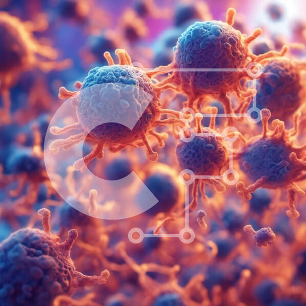 Intra Συλλεκτικό Ξύλινο Παζλ Plywood  4mm - Μπλε και μωβ επιπλέοντα κύτταρα Σε Ξύλινο Κουτί - Διαστάσεις Puzzle: 10x10 cm – 25 κομμάτια