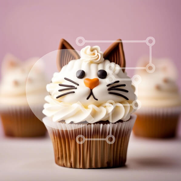 Intra Συλλεκτικό Ξύλινο Παζλ Plywood  4mm - Αξιολάτρευτο Cupcake Face Cat με σαντιγί Σε Ξύλινο Κουτί - Διαστάσεις: 10x10 cm – 25 κομμάτια