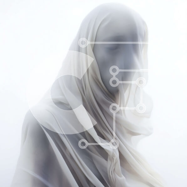 Intra Συλλεκτικό Ξύλινο Παζλ Plywood  4mm - Ντυμένη γυναίκα με γυρισμένη την πλάτη και πρόσωπο που κρύβεται από πέπλο Σε Ξύλινο Κουτί - Διαστάσεις Puzzle: 10x10 cm – 25 κομμάτια