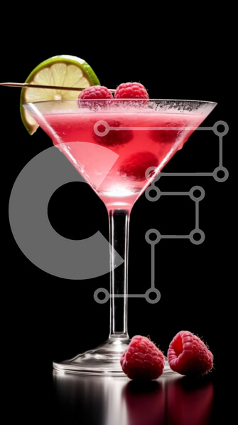 Intra Συλλεκτικό Ξύλινο Παζλ Plywood  4mm - Νόστιμο ροζ κοκτέιλ με σμέουρα σε ποτήρι Martini Σε Ξύλινο Κουτί - Διαστάσεις: 10x10 cm – 25 κομμάτια