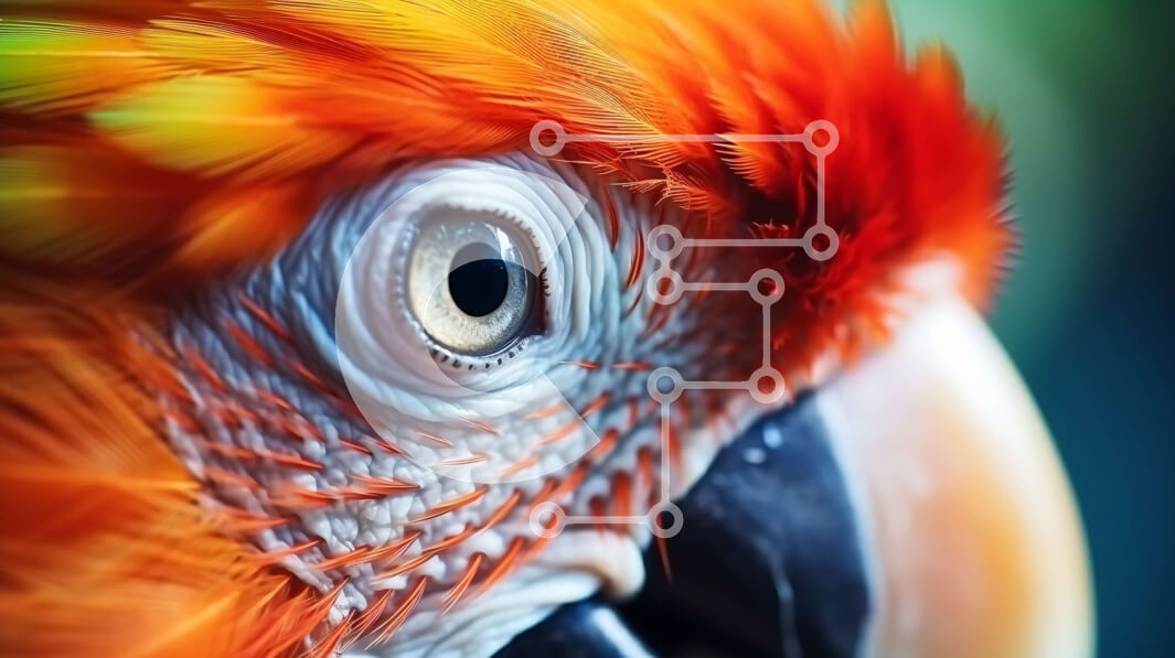 Σετ των 2 Intra Συλλεκτικό Ξύλινο Παζλ Plywood  4mm - Κοντινό πλάνο ενός πορτοκαλί και κίτρινου παπαγάλου Σε Ξύλινο Κουτί - Διαστάσεις: 10x10 cm – 25 κομμάτια