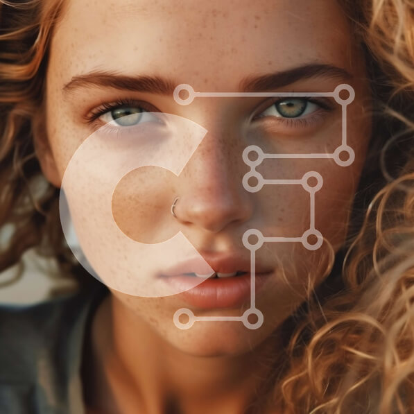 Intra Συλλεκτικό Ξύλινο Παζλ Plywood  4mm - Όμορφο πορτρέτο μιας νεαρής γυναίκας με σγουρά ξανθά μαλλιά και πράσινα μάτια Σε Ξύλινο Κουτί - Διαστάσεις Puzzle: 10x10 cm – 25 κομμάτια