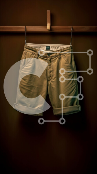 Intra Συλλεκτικό Ξύλινο Παζλ Plywood  4mm - Κομψό μπεζ σορτς σε ξύλινη κρεμάστρα Σε Ξύλινο Κουτί - Διαστάσεις Puzzle: 10x10 cm – 25 κομμάτια