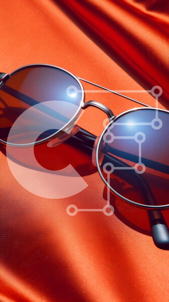 Intra Συλλεκτικό Ξύλινο Παζλ Plywood  4mm - Κομψά γυαλιά ηλίου σε κόκκινο ύφασμα - Φωτογραφία Αρχείου Σε Ξύλινο Κουτί - Διαστάσεις Puzzle: 10x10 cm – 25 κομμάτια