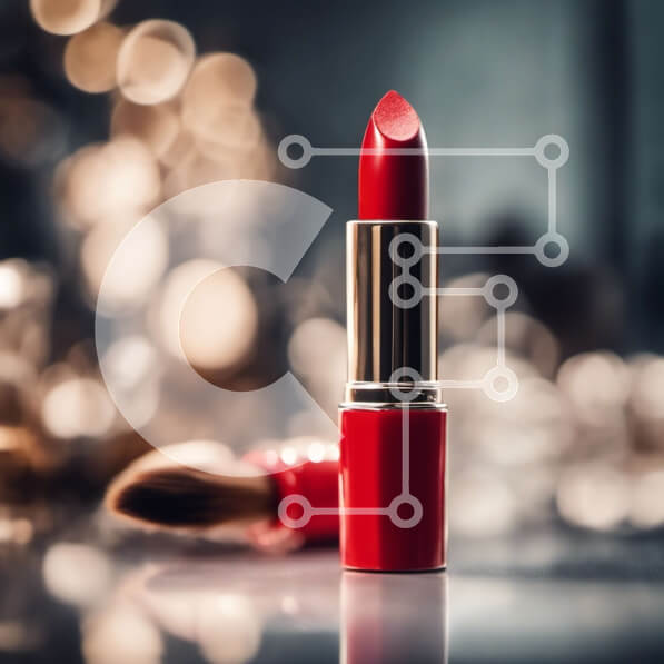 Σετ των 2 Intra Συλλεκτικό Ξύλινο Παζλ Plywood  4mm - Κόκκινο κραγιόν στο τραπέζι με θολό φόντο Σε Ξύλινο Κουτί - Διαστάσεις: 10x10 cm – 25 κομμάτια