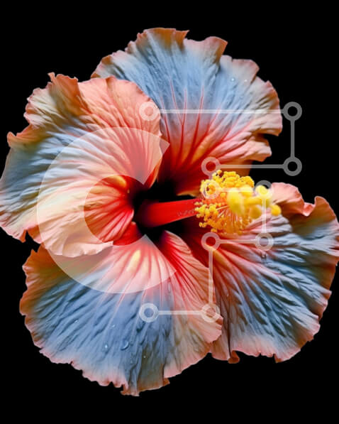 Intra Συλλεκτικό Ξύλινο Παζλ Plywood  4mm - Όμορφη εικόνα ενός λουλουδιού ιβίσκου με ροζ και πορτοκαλί πέταλα Σε Ξύλινο Κουτί - Διαστάσεις: 10x10 cm – 25 κομμάτια