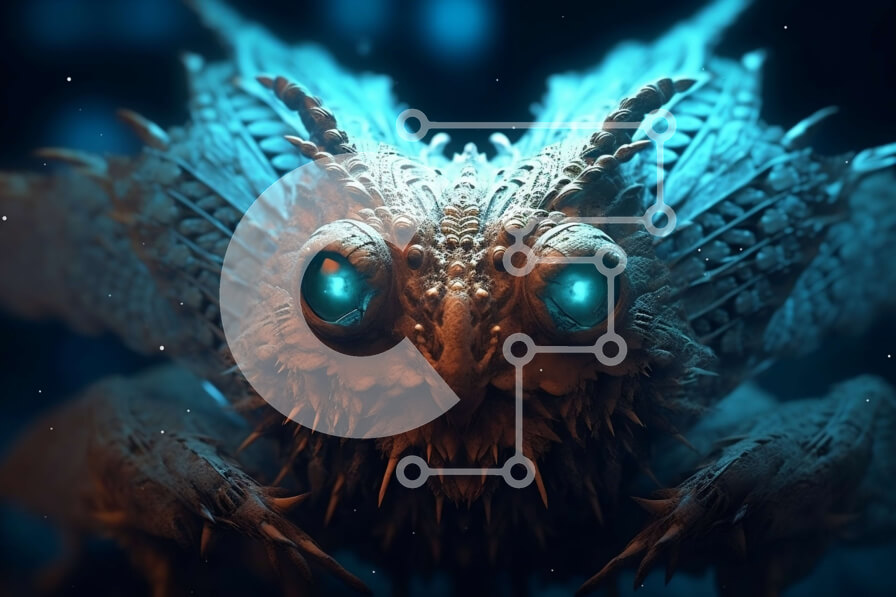 Intra Συλλεκτικό Ξύλινο Παζλ Plywood  4mm - Φωτογραφία ενός μυστηριώδους αιχμηρού πλάσματος με λαμπερά μπλε μάτια Σε Ξύλινο Κουτί - Διαστάσεις: 10x10 cm – 25 κομμάτια