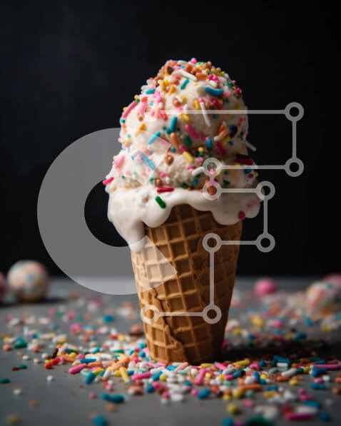 Σετ των 2 Intra Συλλεκτικό Ξύλινο Παζλ Plywood  4mm - Απολαυστική εικόνα παγωτού βανίλιας σε χωνάκι βάφλας με ψεκασμούς Σε Ξύλινο Κουτί - Διαστάσεις: 10x10 cm – 25 κομμάτια