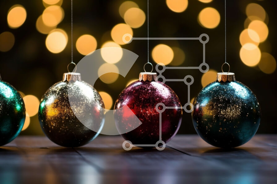 Intra Συλλεκτικό Ξύλινο Παζλ Plywood  4mm - Πολύχρωμα χριστουγεννιάτικα στολίδια που κρέμονται σε κορδόνια Σε Ξύλινο Κουτί - Διαστάσεις: 10x10 cm – 25 κομμάτια