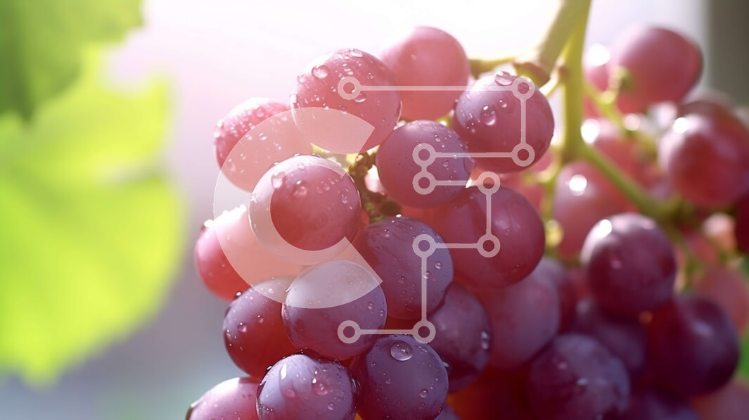 Intra Συλλεκτικό Ξύλινο Παζλ Plywood  4mm - Ώριμα κόκκινα σταφύλια που κρέμονται από αμπέλι με σταγόνες νερού Σε Ξύλινο Κουτί - Διαστάσεις: 10x10 cm – 25 κομμάτια