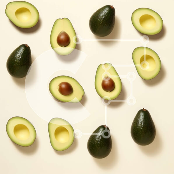 Σετ των 2 Intra Συλλεκτικό Ξύλινο Παζλ Plywood  4mm - Κύκλος από κομμένα αβοκάντο σε άσπρο φόντο Σε Ξύλινο Κουτί - Διαστάσεις: 10x10 cm – 25 κομμάτια