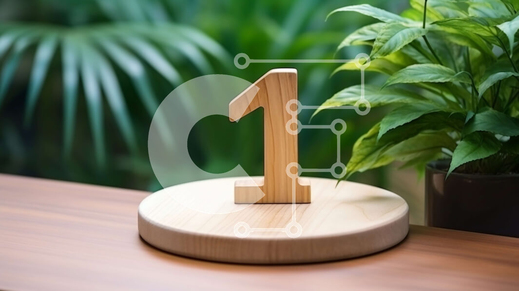 Intra Συλλεκτικό Ξύλινο Παζλ Plywood  4mm - Ξύλινο νούμερο ένα στο τραπέζι με φυτό στο φόντο - φωτογραφία αρχείου Σε Ξύλινο Κουτί - Διαστάσεις: 10x10 cm – 25 κομμάτια