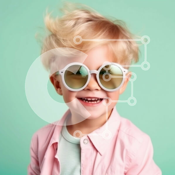 Intra Συλλεκτικό Ξύλινο Παζλ Plywood  4mm - Χαριτωμένη φωτογραφία ενός νεαρού αγοριού που φοράει μεγάλα γυαλιά ηλίου και ένα ροζ πουκάμισο Σε Ξύλινο Κουτί - Διαστάσεις Puzzle: 10x10 cm – 25 κομμάτια