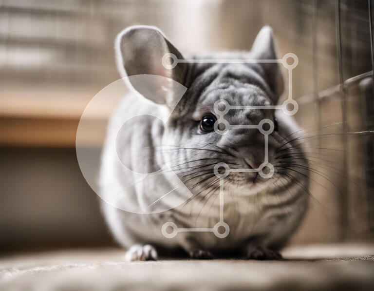 Σετ των 2 Intra Συλλεκτικό Ξύλινο Παζλ Plywood  4mm - Γκρι τσιντσιλά κοιτάζοντας ψηλά στην κάμερα Σε Ξύλινο Κουτί - Διαστάσεις: 10x10 cm – 25 κομμάτια