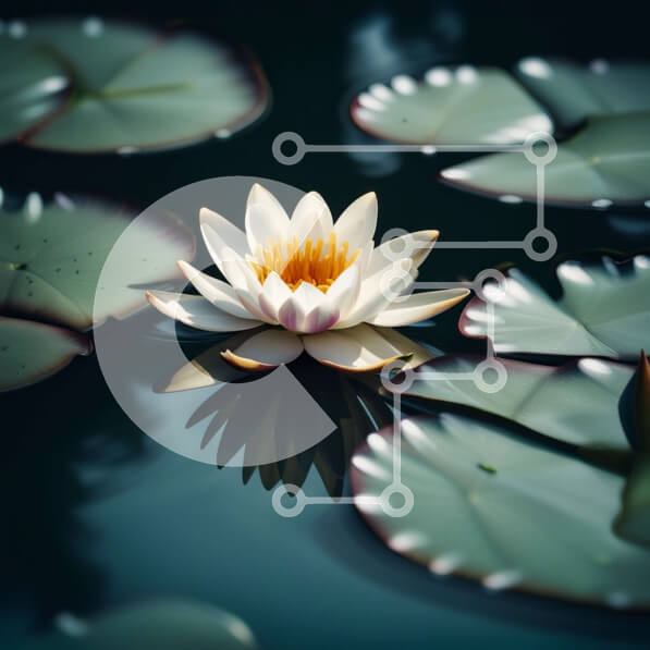 Intra Συλλεκτικό Ξύλινο Παζλ Plywood  4mm - Όμορφο λευκό λουλούδι νούφαρου σε μια γαλήνια λίμνη Σε Ξύλινο Κουτί - Διαστάσεις: 10x10 cm – 25 κομμάτια