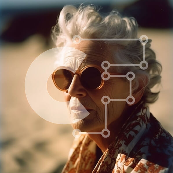 Intra Συλλεκτικό Ξύλινο Παζλ Plywood  4mm - Όμορφη εικόνα της ηλικιωμένης γυναίκας στην παραλία Σε Ξύλινο Κουτί - Διαστάσεις Puzzle: 10x10 cm – 25 κομμάτια