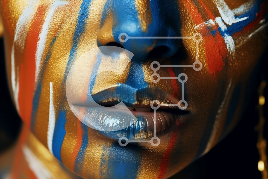 Intra Συλλεκτικό Ξύλινο Παζλ Plywood  4mm - Όμορφη εικόνα μιας γυναίκας με μια ζωγραφική με πολύχρωμο πρόσωπο Σε Ξύλινο Κουτί - Διαστάσεις Puzzle: 10x10 cm – 25 κομμάτια