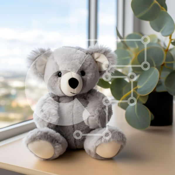 Intra Συλλεκτικό Ξύλινο Παζλ Plywood  4mm - Γκρίζα αρκούδα κοάλα που κάθεται μπροστά από το ανοιχτό παράθυρο Σε Ξύλινο Κουτί - Διαστάσεις: 10x10 cm – 25 κομμάτια