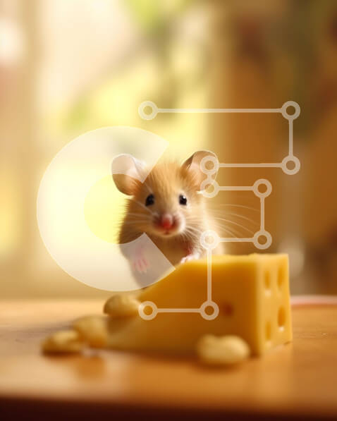 Σετ των 2 Intra Συλλεκτικό Ξύλινο Παζλ Plywood  4mm - Αξιολάτρευτη εικόνα ενός ποντικιού και ενός τυριού σε ένα άνετο τραπέζι Σε Ξύλινο Κουτί - Διαστάσεις: 10x10 cm – 25 κομμάτια