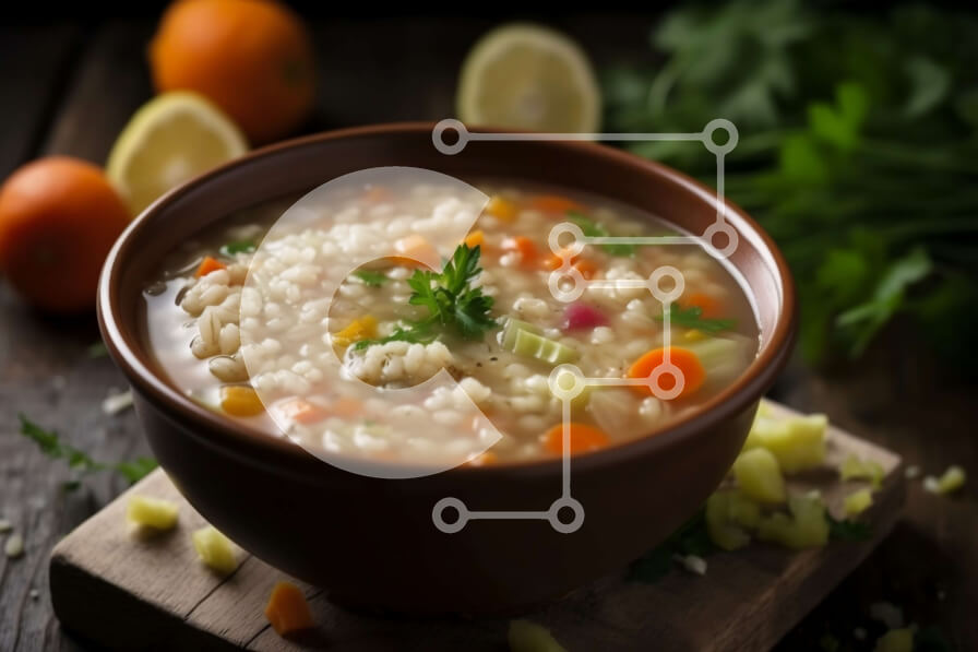 Σετ των 2 Intra Συλλεκτικό Ξύλινο Παζλ Plywood  4mm - Νόστιμη και υγιεινή σούπα λαχανικών με φέτες κριθαριού και λεμονιού Σε Ξύλινο Κουτί - Διαστάσεις: 10x10 cm – 25 κομμάτια