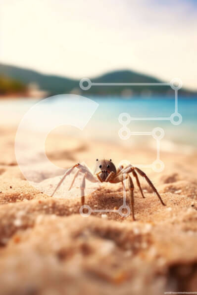 Σετ των 2 Intra Συλλεκτικό Ξύλινο Παζλ Plywood  4mm - Εκπληκτική θέα από κοντινό πλάνο ενός καβουριού στην άμμο με βουνά και νερό στο φόντο Σε Ξύλινο Κουτί - Διαστάσεις: 10x10 cm – 25 κομμάτια