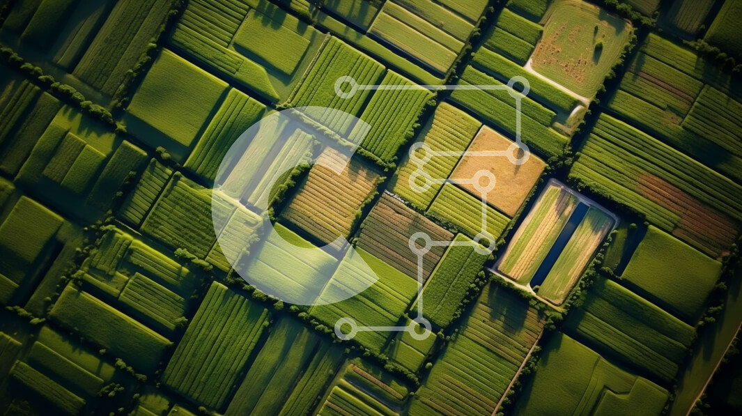 Intra Συλλεκτικό Ξύλινο Παζλ Plywood  4mm - Όμορφη εναέρια άποψη του πράσινου χωραφιού με καλλιέργειες και δέντρα Σε Ξύλινο Κουτί - Διαστάσεις: 10x10 cm – 25 κομμάτια