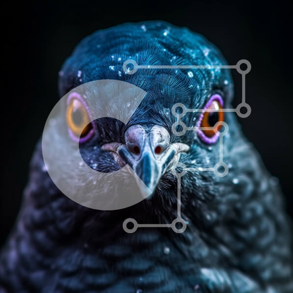 Intra Συλλεκτικό Ξύλινο Παζλ Plywood  4mm - Όμορφη κοντινή λήψη του προσώπου ενός περιστεριού με ροζ μάτια Σε Ξύλινο Κουτί - Διαστάσεις: 10x10 cm – 25 κομμάτια