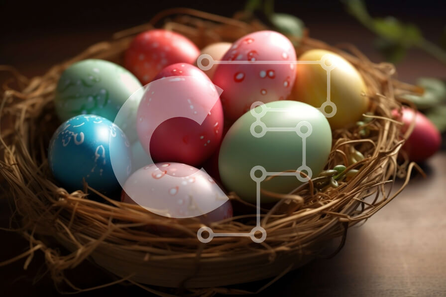 Intra Συλλεκτικό Ξύλινο Παζλ Plywood  4mm - Όμορφη εικόνα των πασχαλινών αυγών σε μια φωλιά Σε Ξύλινο Κουτί - Διαστάσεις: 10x10 cm – 25 κομμάτια