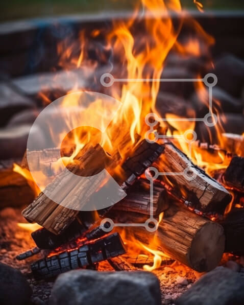 Intra Συλλεκτικό Ξύλινο Παζλ Plywood  4mm - Σκοτεινός ουρανός, φωτεινή φωτιά: Φωτιά με αναμμένα κούτσουρα Σε Ξύλινο Κουτί - Διαστάσεις Puzzle: 10x10 cm – 25 κομμάτια