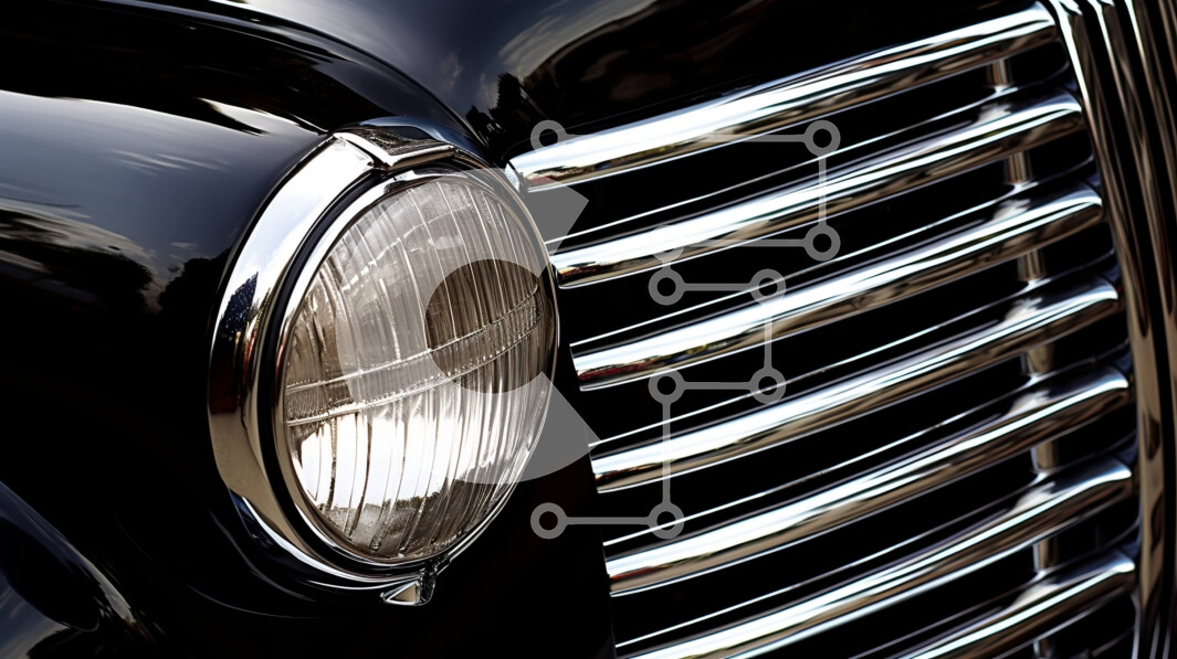 Intra Συλλεκτικό Ξύλινο Παζλ Plywood  4mm - Κοντινό πλάνο μαύρη μπροστινή μάσκα αυτοκινήτου και προβολείς Σε Ξύλινο Κουτί - Διαστάσεις Puzzle: 10x10 cm – 25 κομμάτια