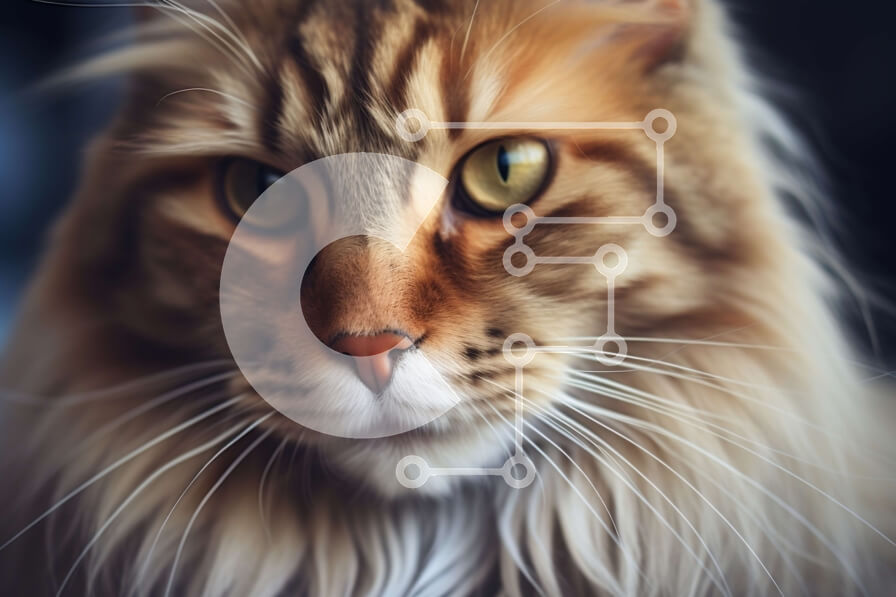 Σετ των 2 Intra Συλλεκτικό Ξύλινο Παζλ Plywood  4mm - Όμορφη εικόνα από κοντά μιας χνουδωτής γάτας με πράσινα μάτια Σε Ξύλινο Κουτί - Διαστάσεις: 10x10 cm – 25 κομμάτια