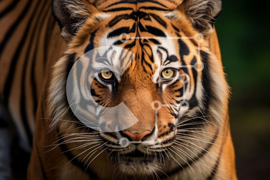 Σετ των 2 Intra Συλλεκτικό Ξύλινο Παζλ Plywood  4mm - Σαγηνευτική εικόνα από κοντά του προσώπου μιας τίγρης Σε Ξύλινο Κουτί - Διαστάσεις: 10x10 cm – 25 κομμάτια