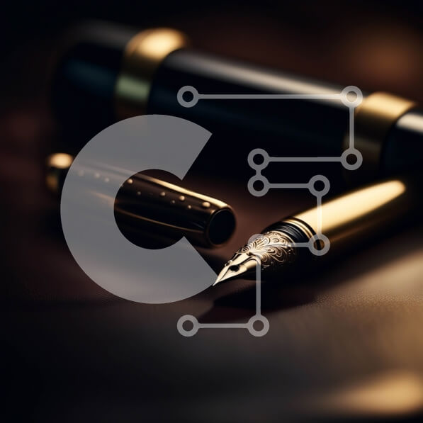 Intra Συλλεκτικό Ξύλινο Παζλ Plywood  4mm - Κομψό χρυσό στυλό και μαύρο μελανοδοχείο σε σκούρο φόντο Σε Ξύλινο Κουτί - Διαστάσεις: 10x10 cm – 25 κομμάτια