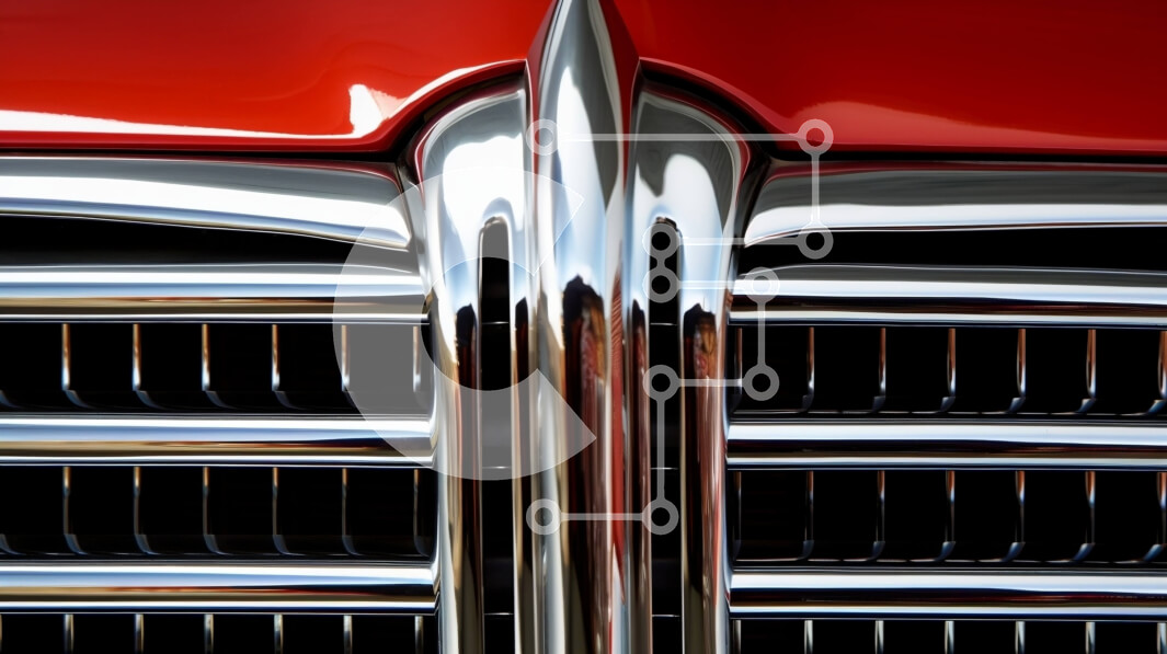 Intra Συλλεκτικό Ξύλινο Παζλ Plywood  4mm - Κομψό κόκκινο αυτοκίνητο με τόνους χρωμίου και στολίδι με κουκούλα αετού Σε Ξύλινο Κουτί - Διαστάσεις Puzzle: 10x10 cm – 25 κομμάτια