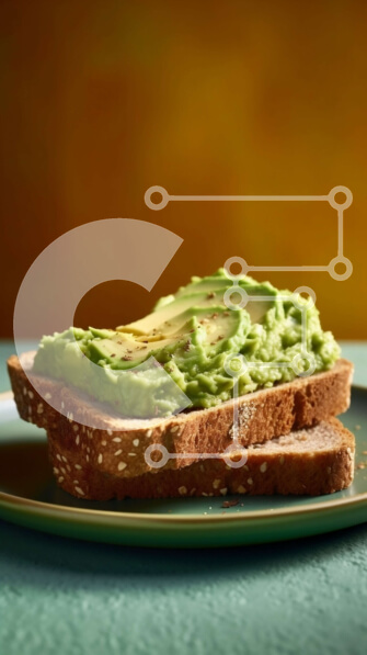 Intra Συλλεκτικό Ξύλινο Παζλ Plywood  4mm - Νόστιμο τοστ αβοκάντο με αλάτι σε ένα πράσινο πιάτο Σε Ξύλινο Κουτί - Διαστάσεις: 10x10 cm – 25 κομμάτια