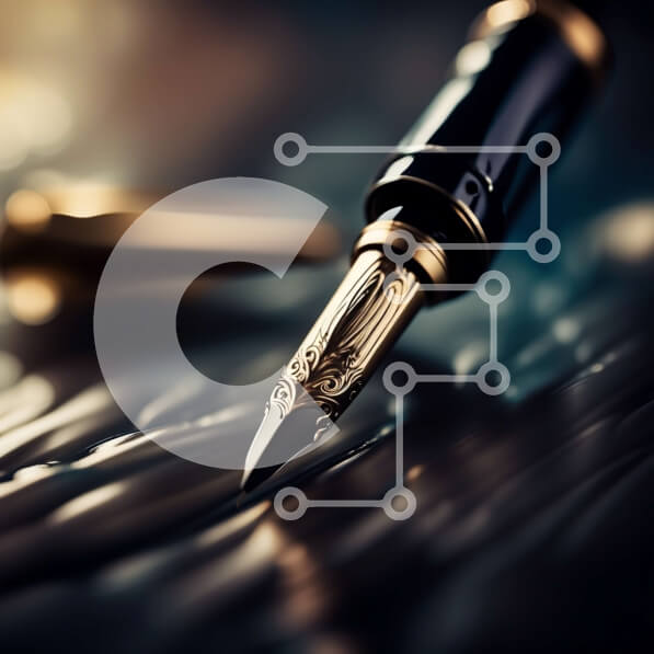 Intra Συλλεκτικό Ξύλινο Παζλ Plywood  4mm - Κομψό και μοντέρνο χρυσό στυλό σε ανακλαστική μαύρη επιφάνεια Σε Ξύλινο Κουτί - Διαστάσεις: 10x10 cm – 25 κομμάτια