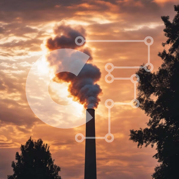 Intra Συλλεκτικό Ξύλινο Παζλ Plywood  4mm - Βιομηχανική καπνοδόχος που εκπέμπει καπνό στο ηλιοβασίλεμα Σε Ξύλινο Κουτί - Διαστάσεις Puzzle: 10x10 cm – 25 κομμάτια