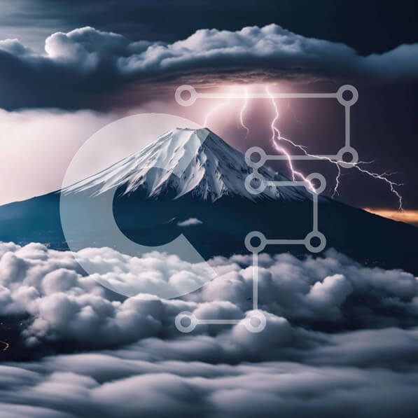 Intra Συλλεκτικό Ξύλινο Παζλ Plywood  4mm - Βουνό με κεραυνό και ροή λάβας Σε Ξύλινο Κουτί - Διαστάσεις: 10x10 cm – 25 κομμάτια