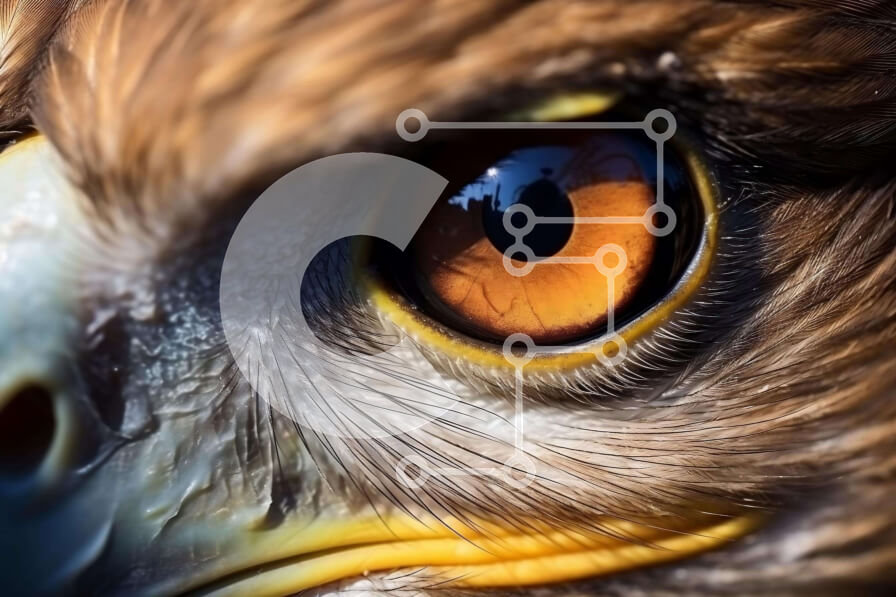 Intra Συλλεκτικό Ξύλινο Παζλ Plywood  4mm - Κοντινό πλάνο του Eagle's Eye στην άγρια ​​ζωή Σε Ξύλινο Κουτί - Διαστάσεις: 10x10 cm – 25 κομμάτια