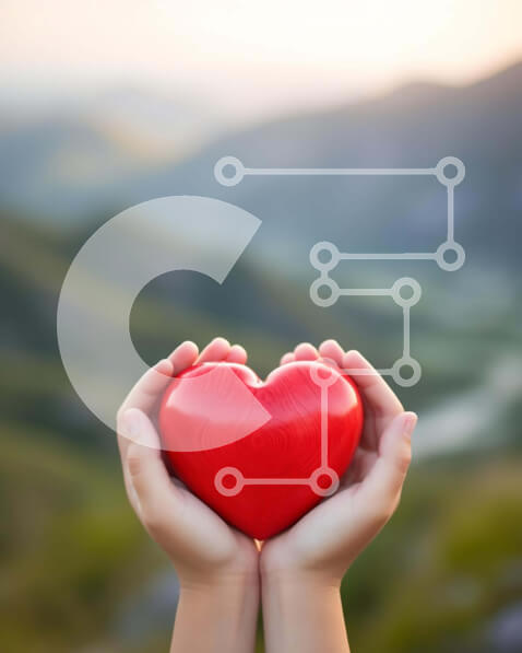 Intra Συλλεκτικό Ξύλινο Παζλ Plywood  4mm - Έννοια υποστήριξης και φιλανθρωπίας με την καρδιά στο χέρι Σε Ξύλινο Κουτί - Διαστάσεις Puzzle: 10x10 cm – 25 κομμάτια