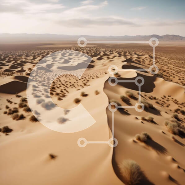 Intra Συλλεκτικό Ξύλινο Παζλ Plywood  4mm - Εναέρια άποψη του τοπίου της ερήμου με τους αμμόλοφους και τα δέντρα Σε Ξύλινο Κουτί - Διαστάσεις: 10x10 cm – 25 κομμάτια