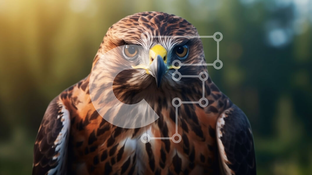 Σετ των 2 Intra Συλλεκτικό Ξύλινο Παζλ Plywood  4mm - Εκπληκτική κοντινή λήψη του προσώπου ενός γερακιού Σε Ξύλινο Κουτί - Διαστάσεις: 10x10 cm – 25 κομμάτια